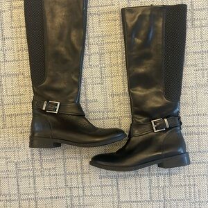 Black Leather Knee-High Boots